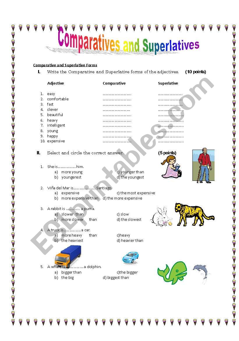 Comparatives and Superlatives worksheet