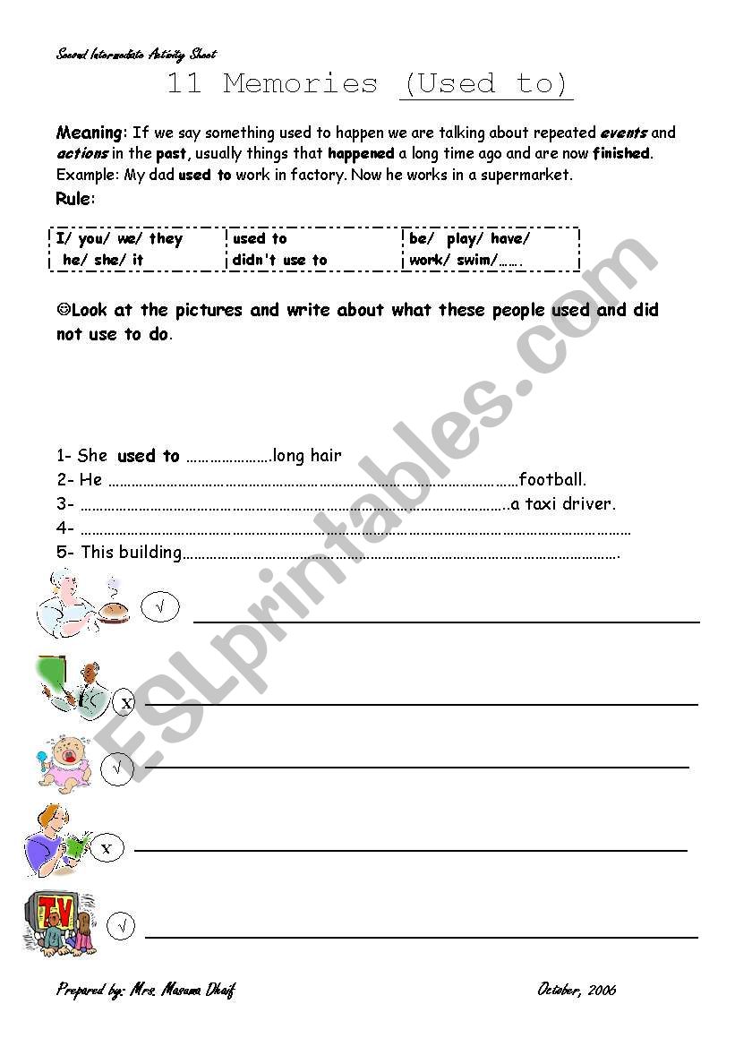 used to worksheet