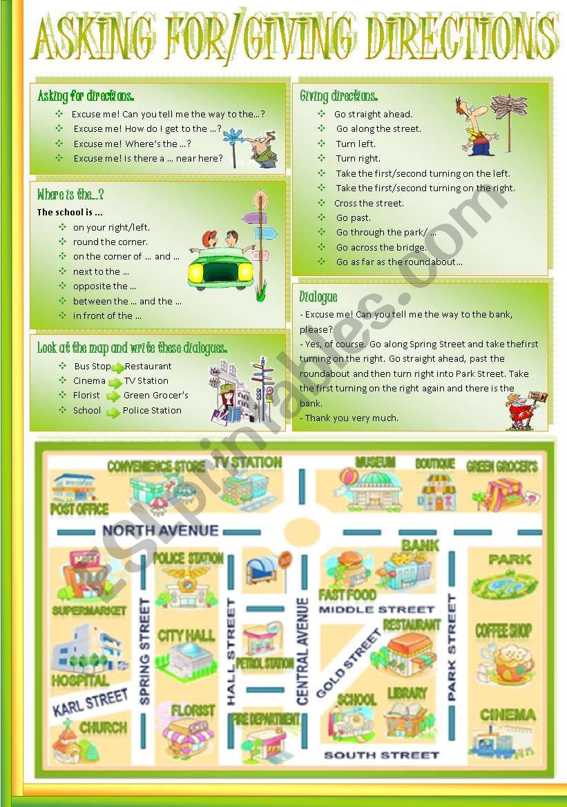 ASKING FOR/GIVING DIRECTIONS worksheet