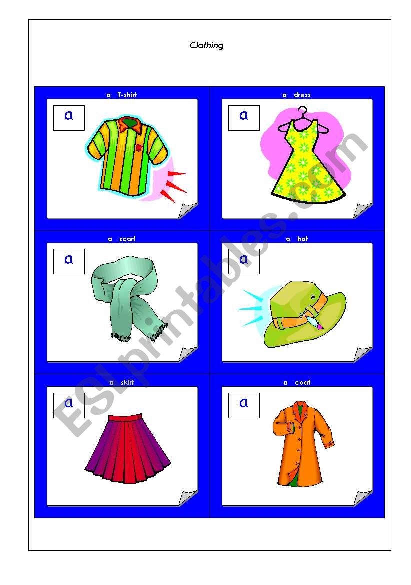 clothing flashcards worksheet