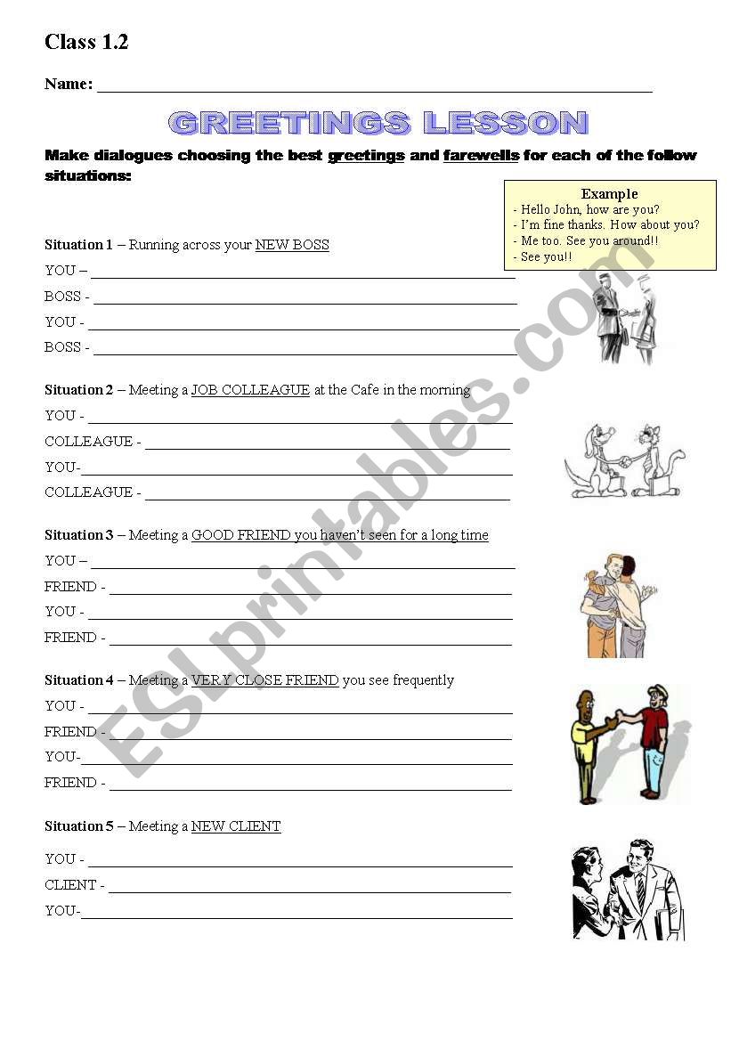 Greetings lesson approaching different situations for use