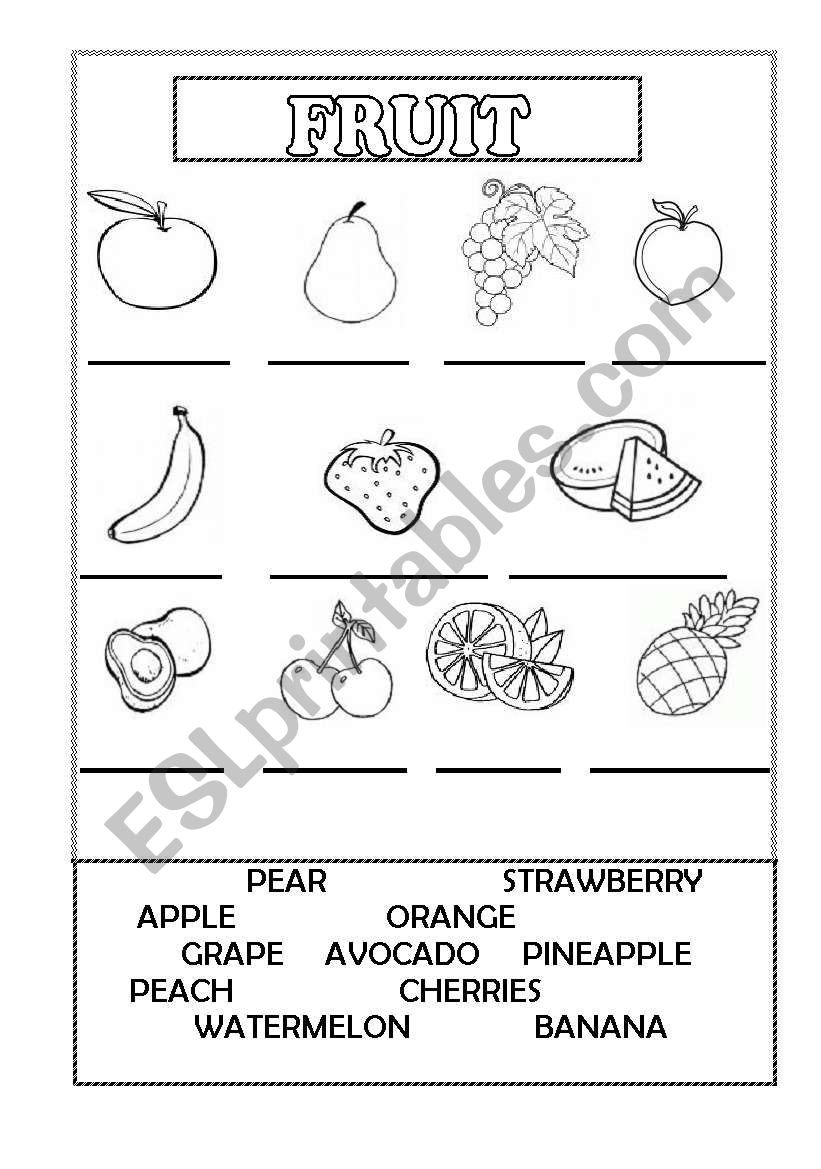 FRUIT worksheet