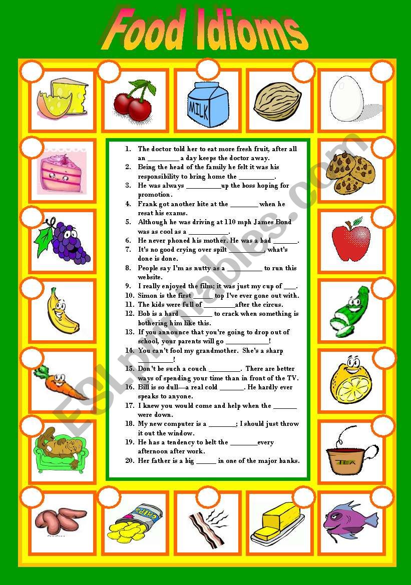 Food Idioms worksheet