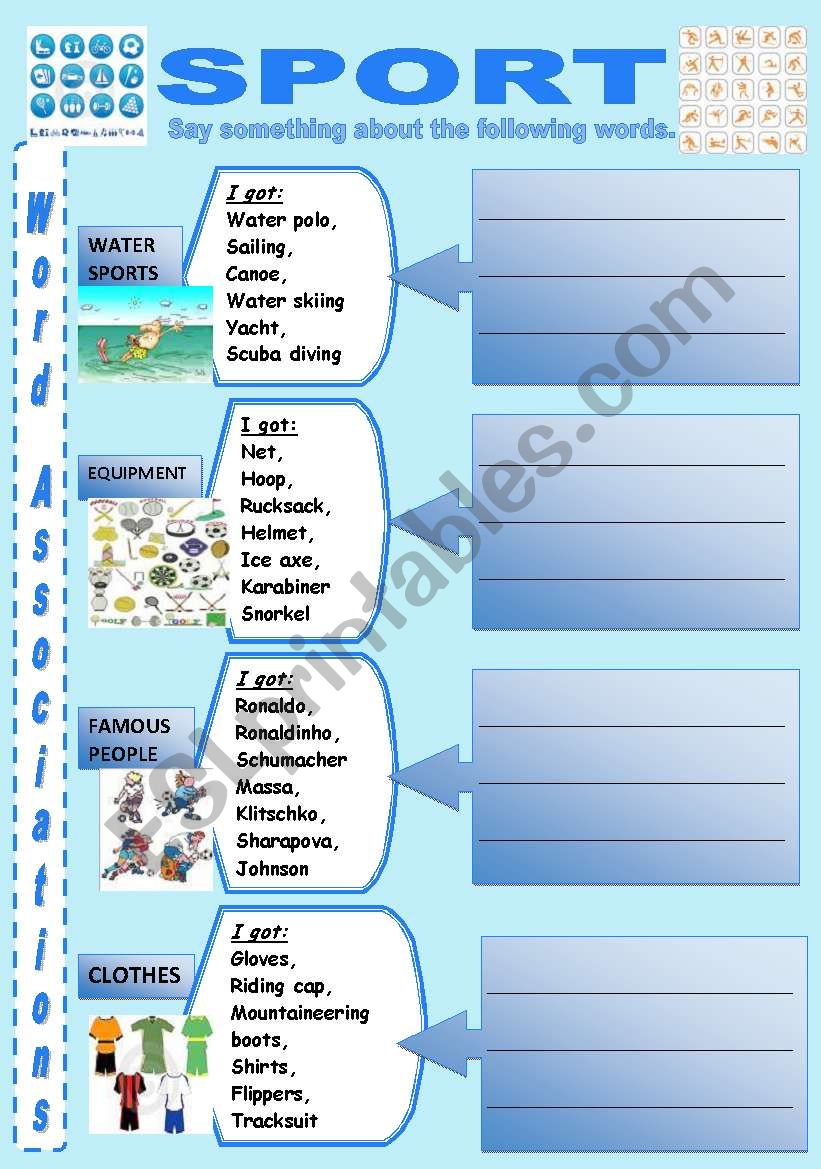 ASSOCIATIONS  SPORT 5 worksheet