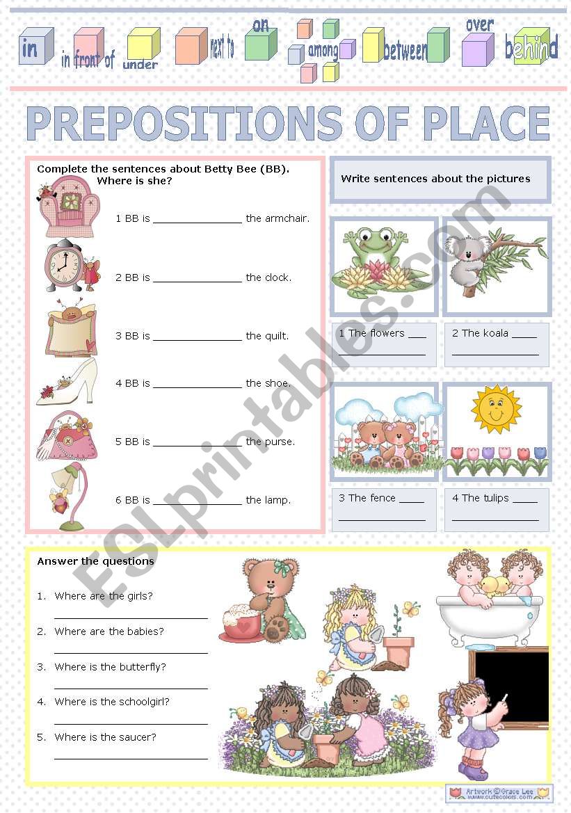 PREPOSITIONS OF PLACE worksheet