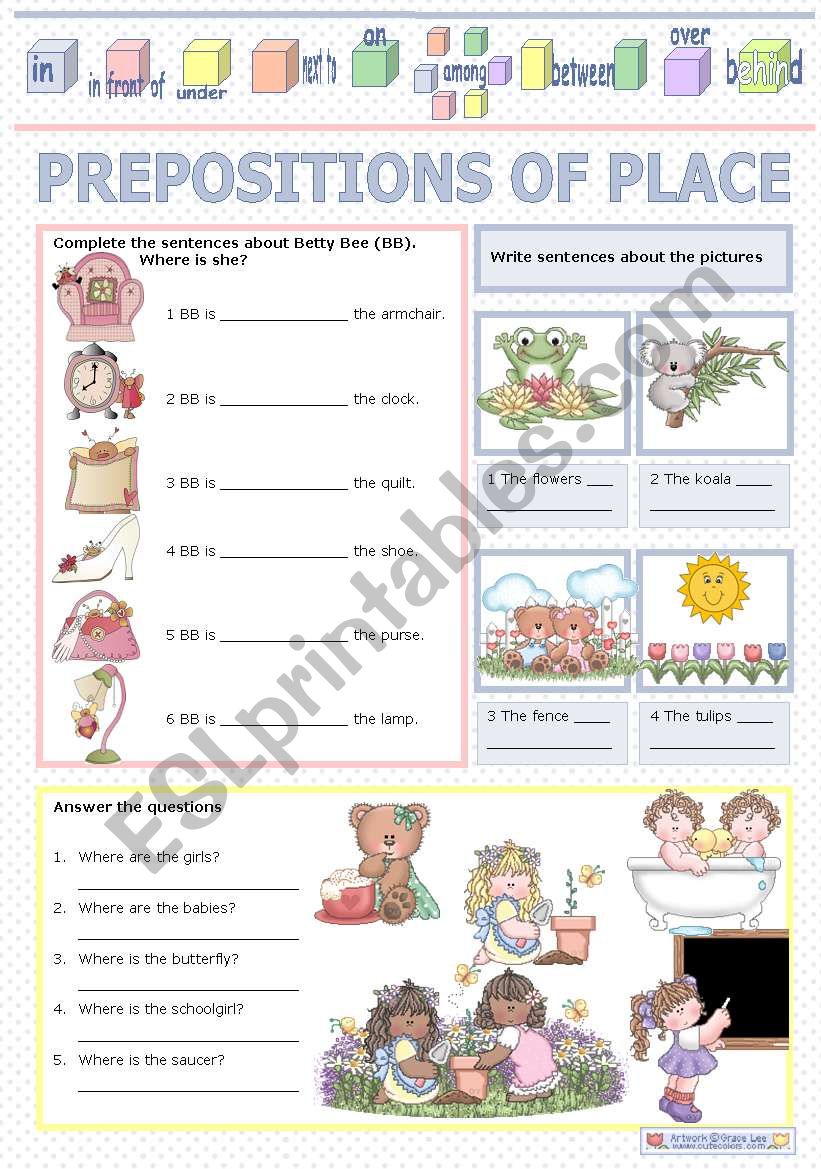 PREPOSITIONS OF PLACE worksheet