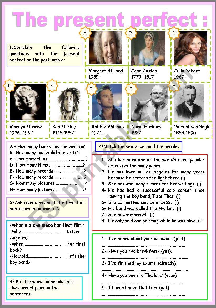 the present perfect worksheet