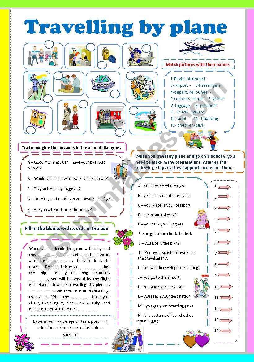 Travelling by plane  worksheet