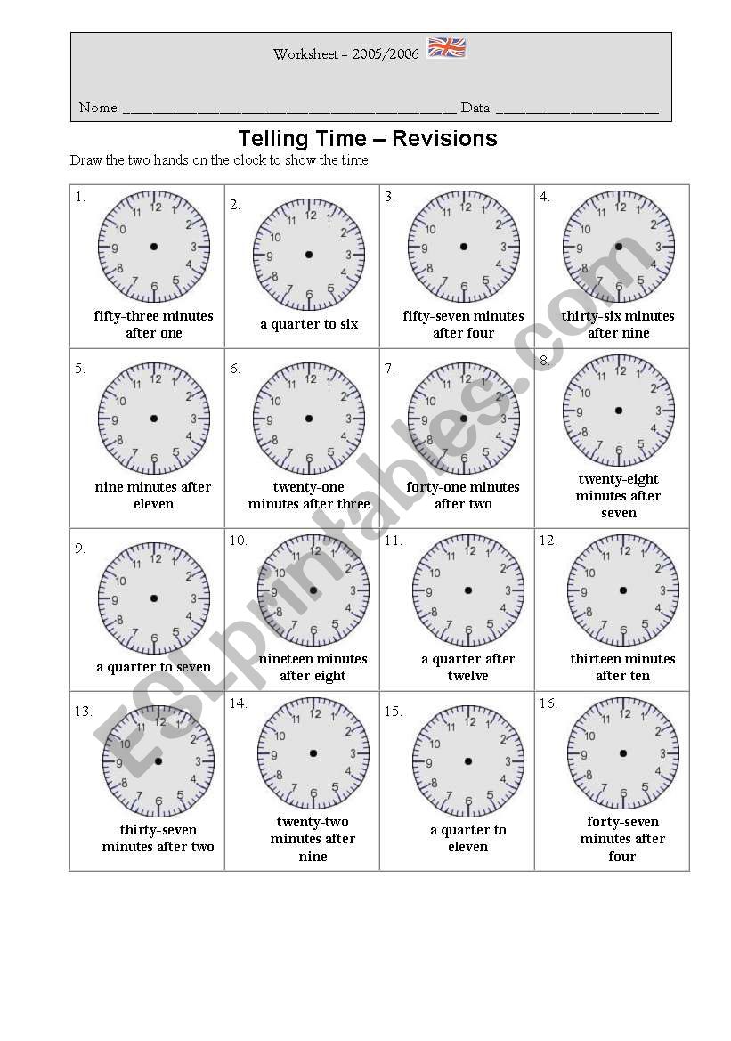 Telling the time worksheet