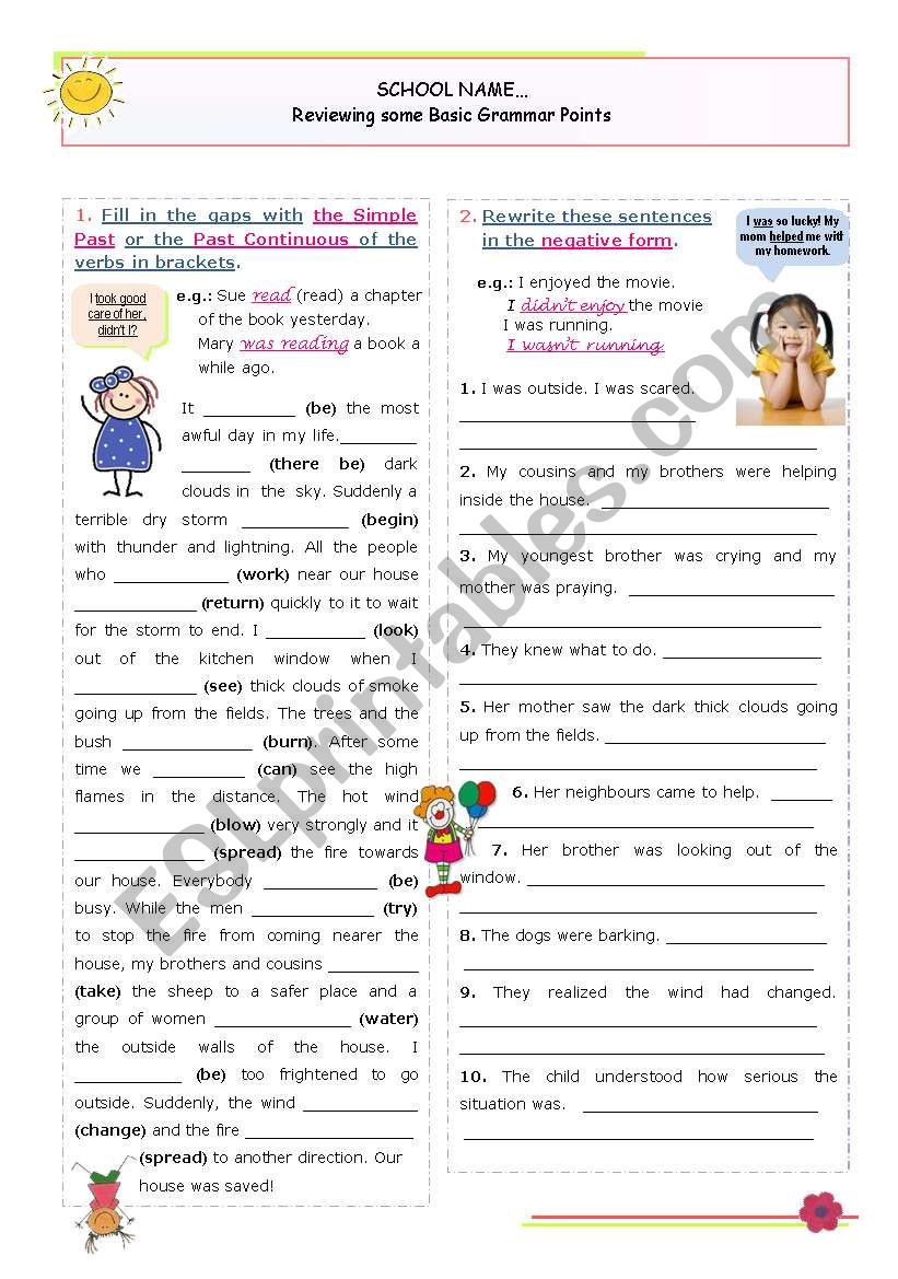 Reviewing Basic Grammar Points series (9) - Past Simple and Past Continuous (all forms)