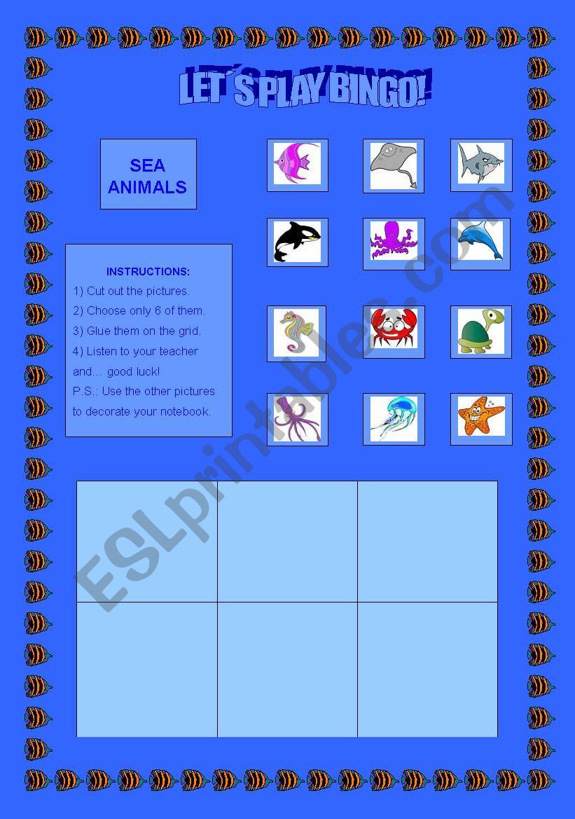Bingo - Sea Animals  worksheet