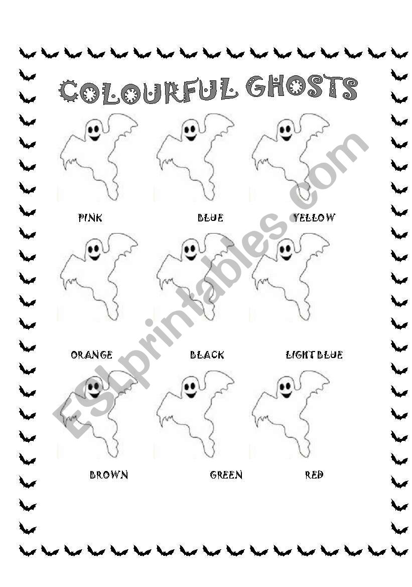 colourful ghosts worksheet