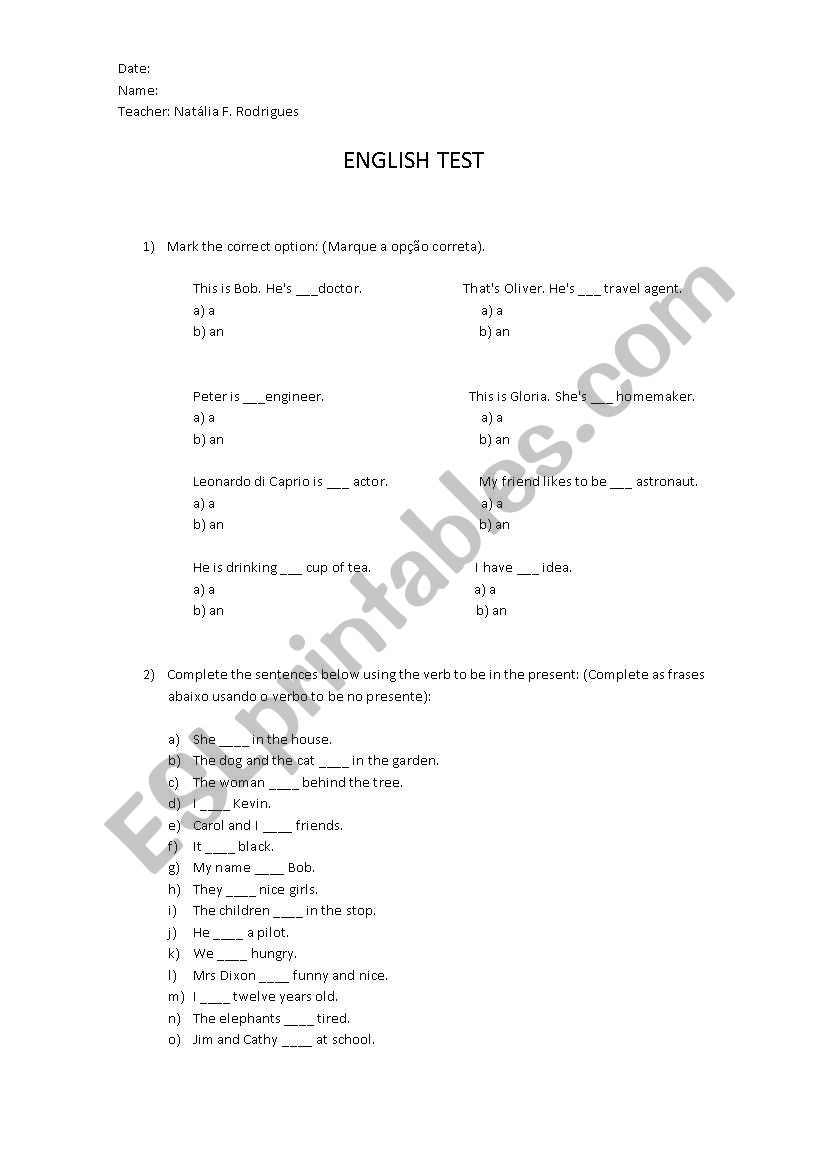 English Test ESL  worksheet