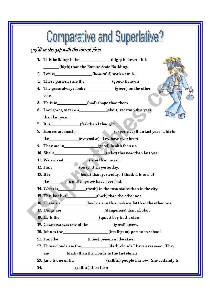 Comparatives and Superlatives worksheet