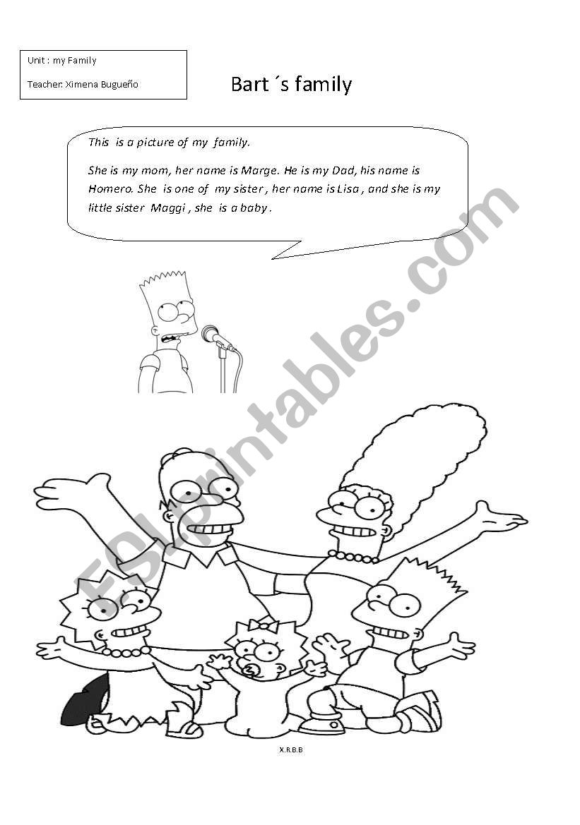 Simpson family  worksheet