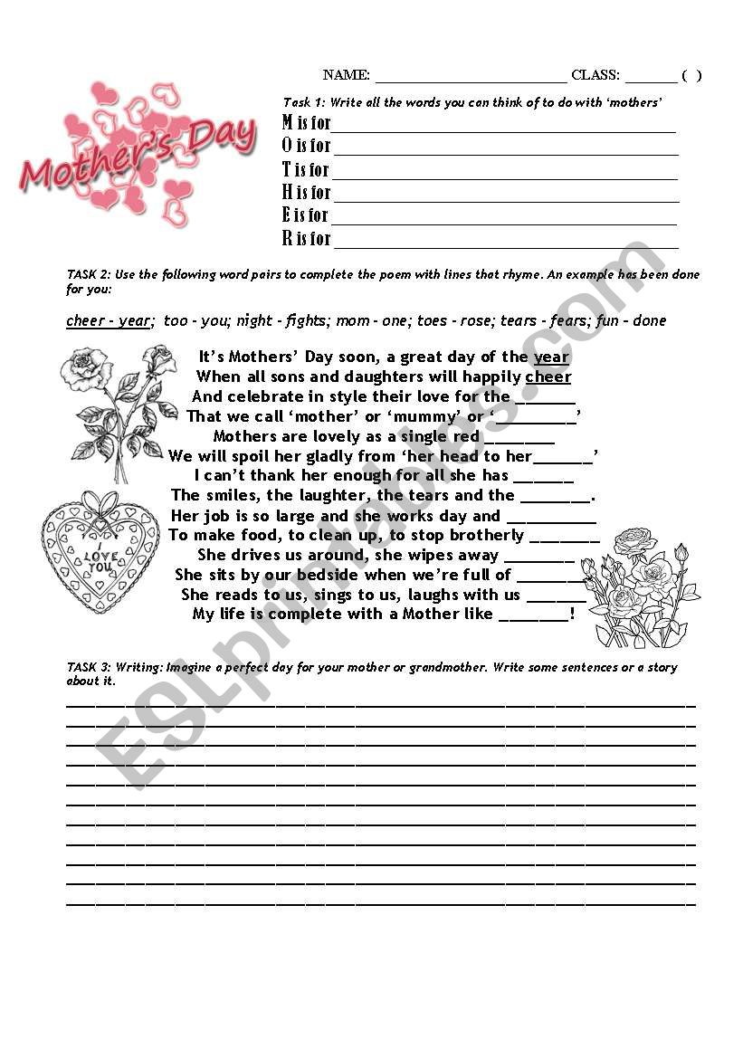 Mothers Day fun! worksheet