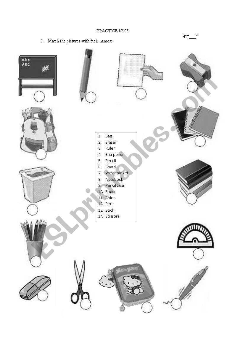 CLASSROOMS OBJECTS worksheet