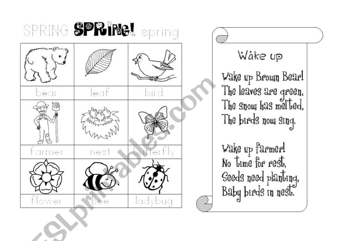 SPRING poem part 1 worksheet