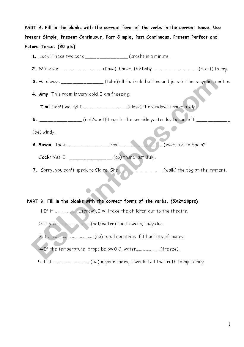 SAMPLE EXAM worksheet