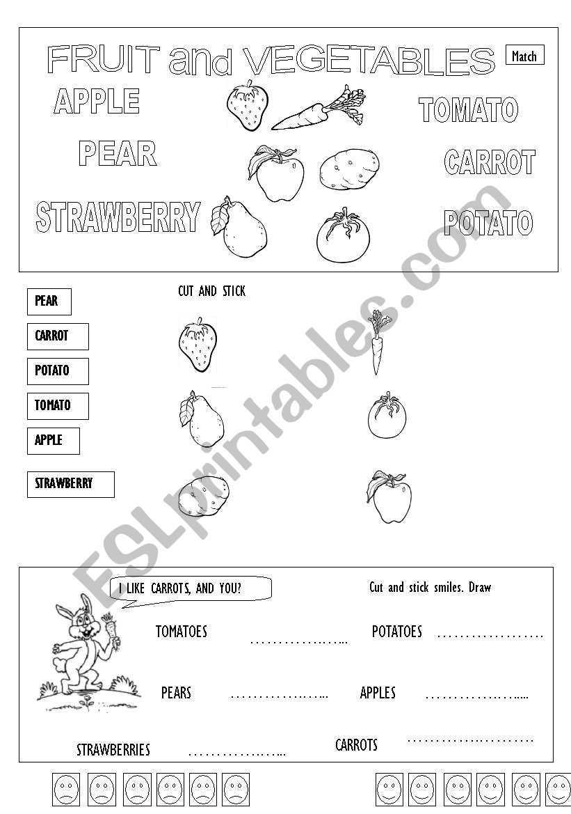 FOOD: FRUIT and VEGETABLES worksheet