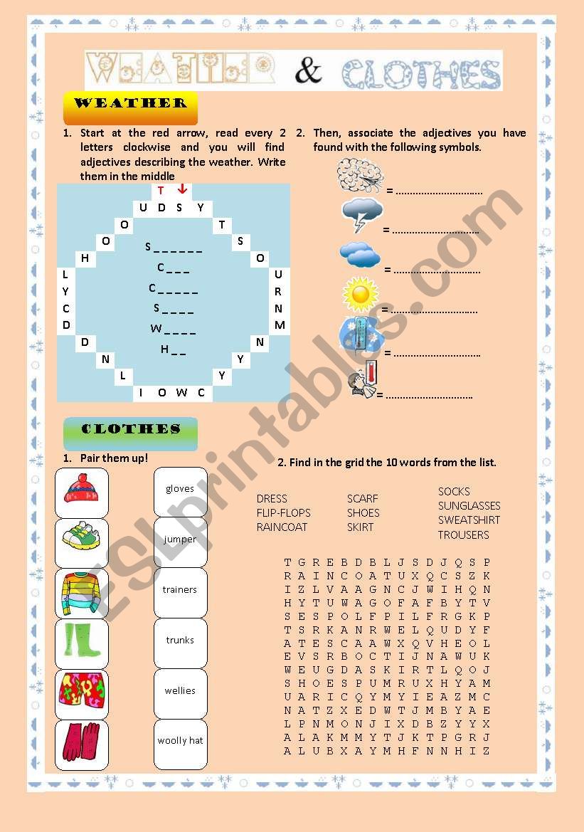 WEATHER AND CLOTHES worksheet