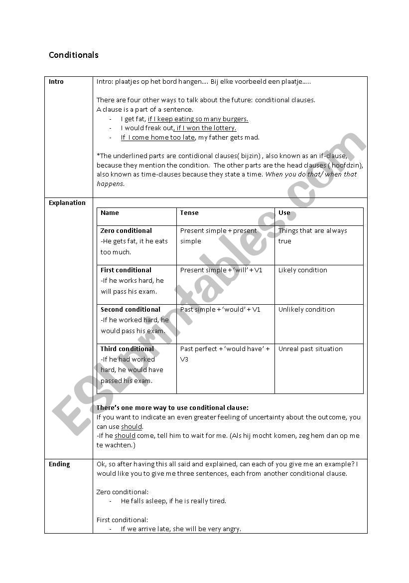 conditionals worksheet