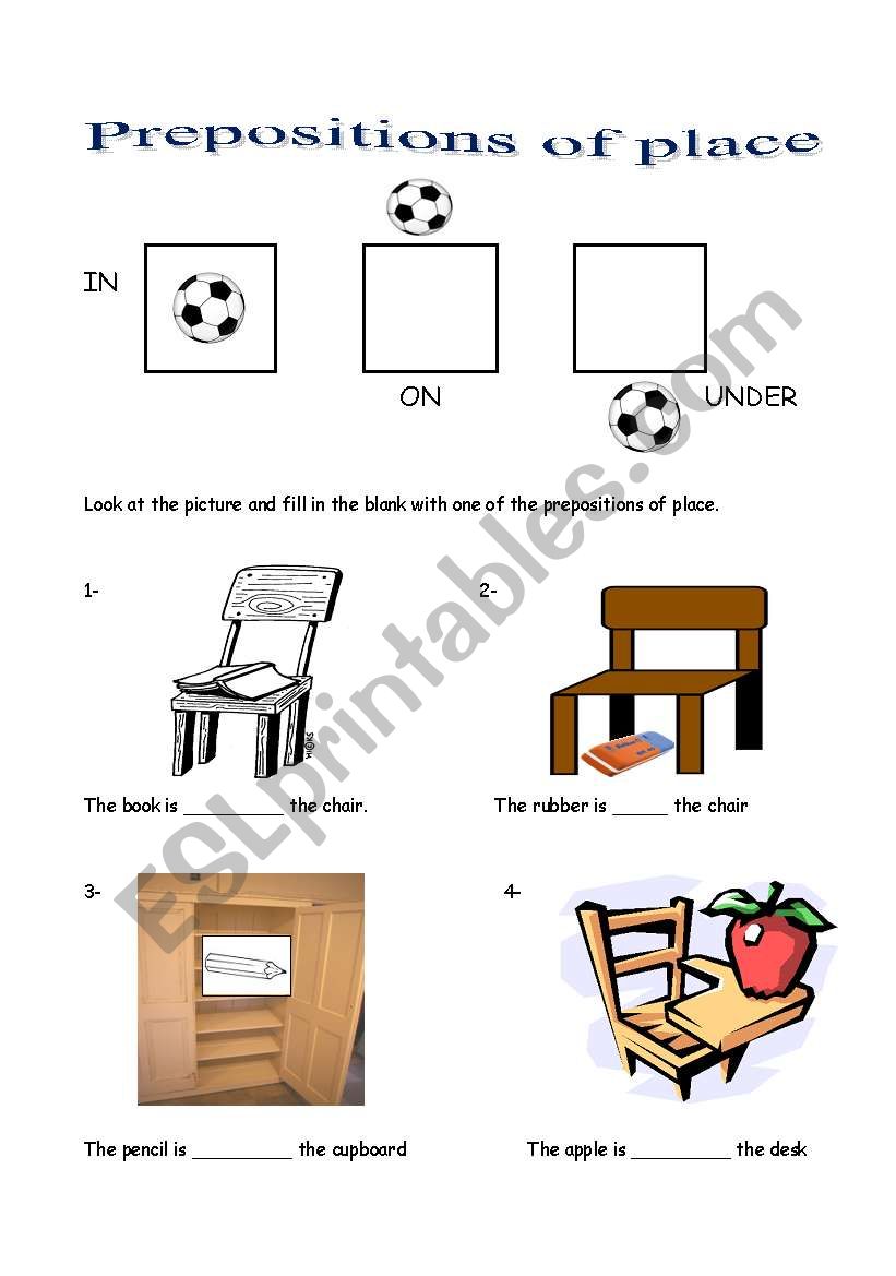 Prepositions of place worksheet