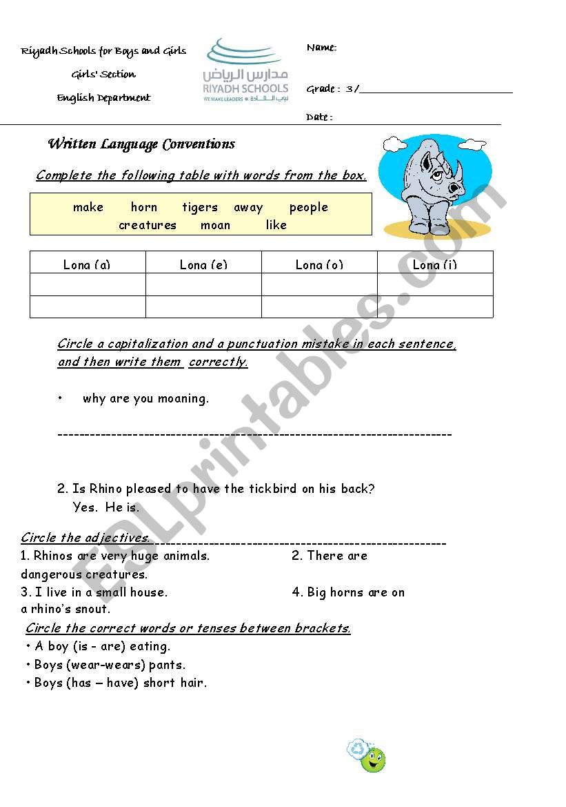 vowels worksheet