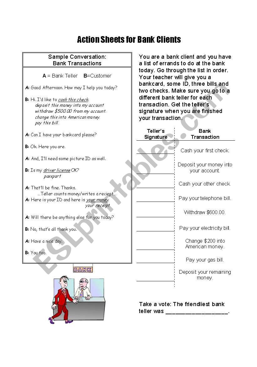 banking  worksheet