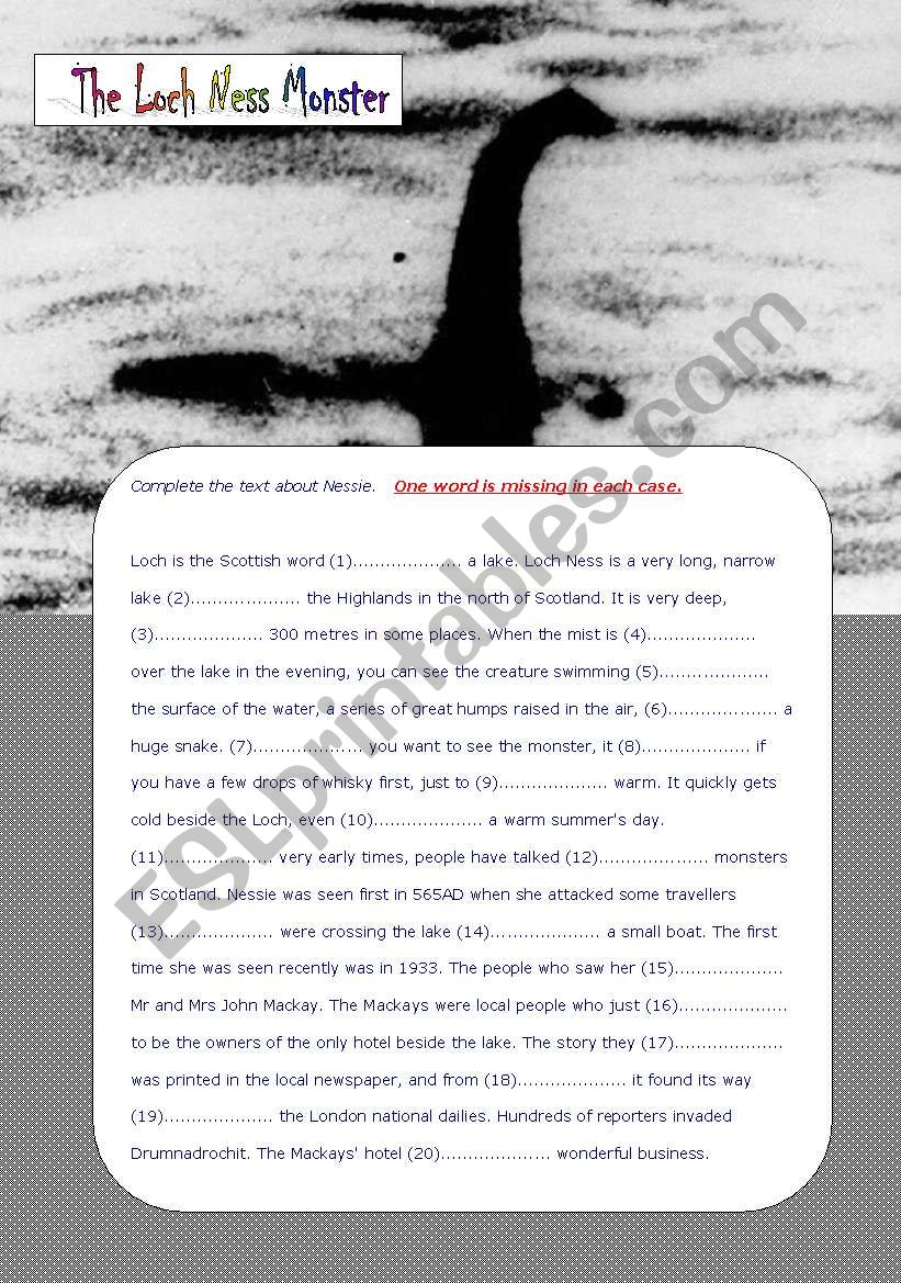 The Loch Ness Monster worksheet