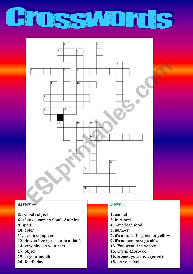 Crosswords worksheet