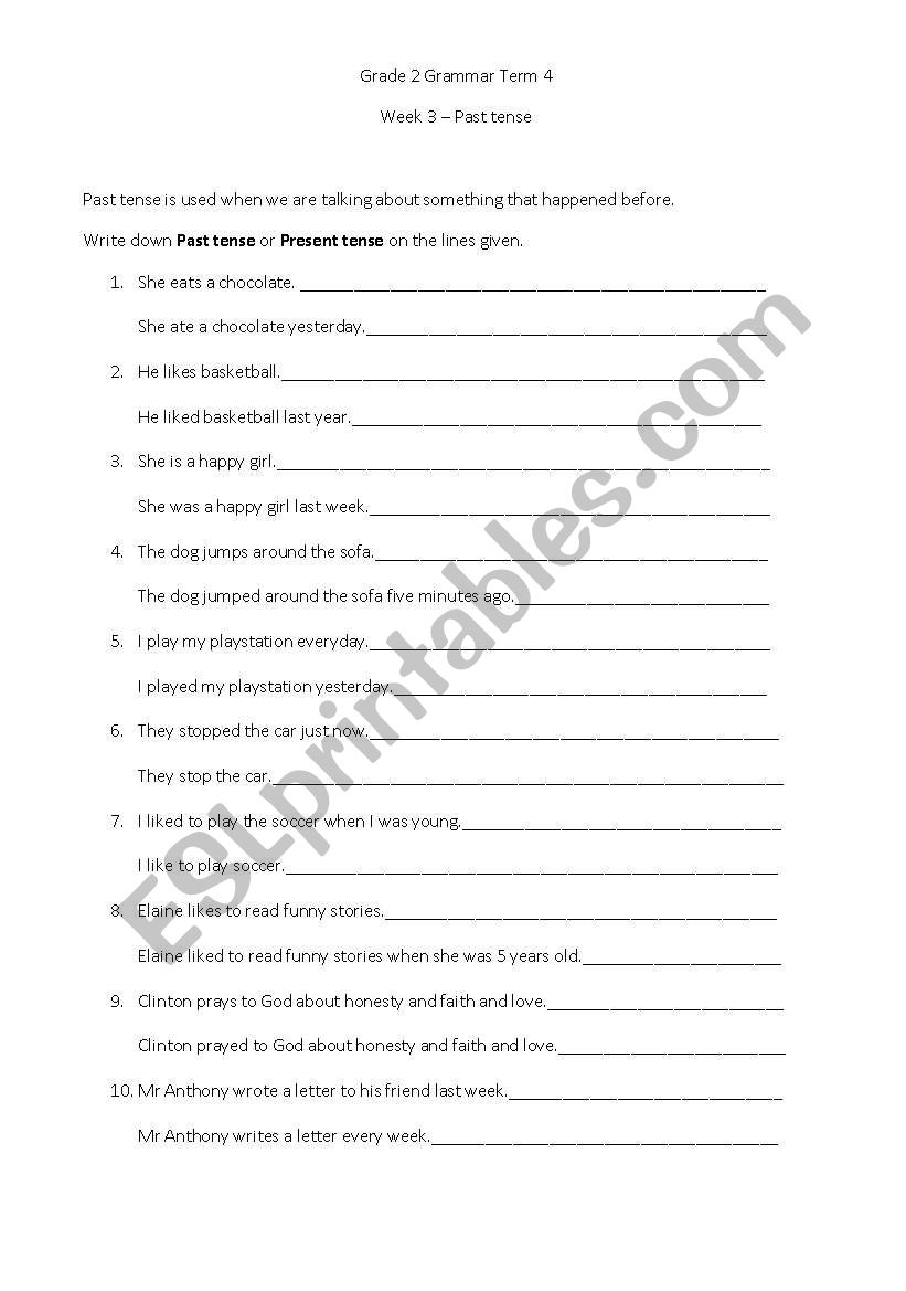 Grammar Past Tense worksheet