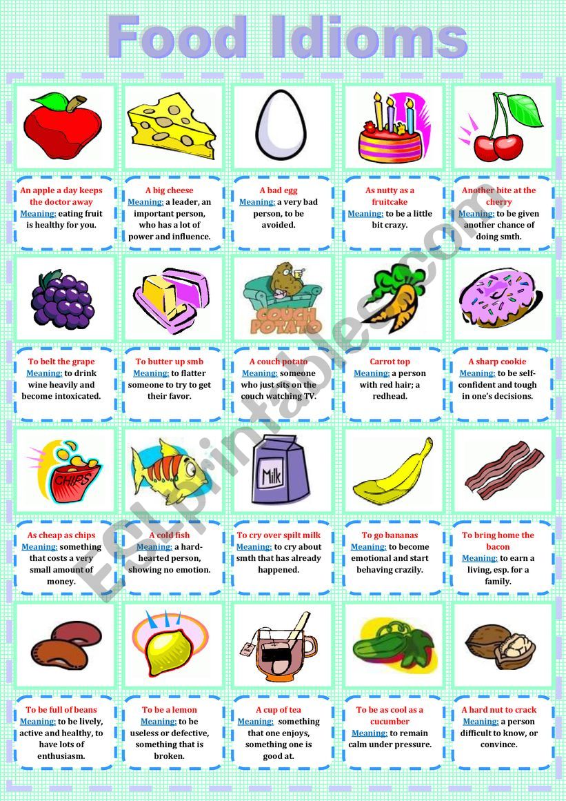 Food Idioms worksheet