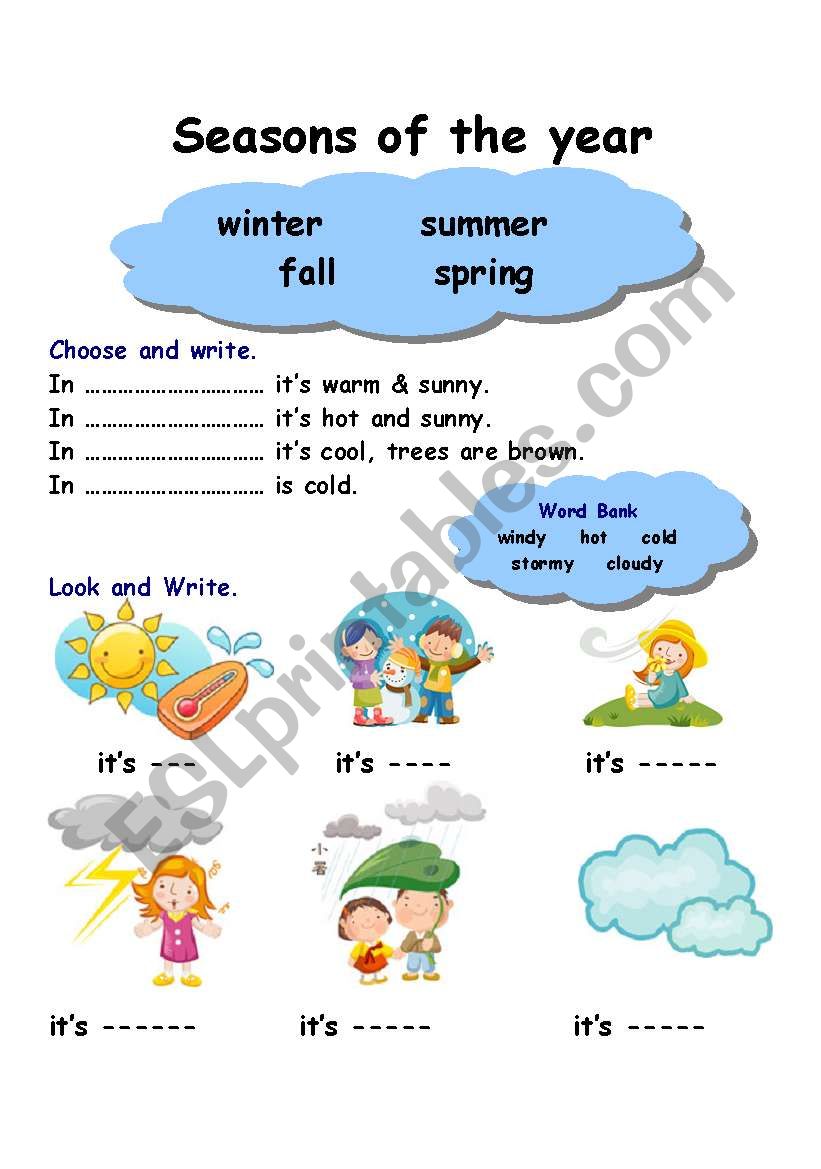 Seasons and weather worksheet