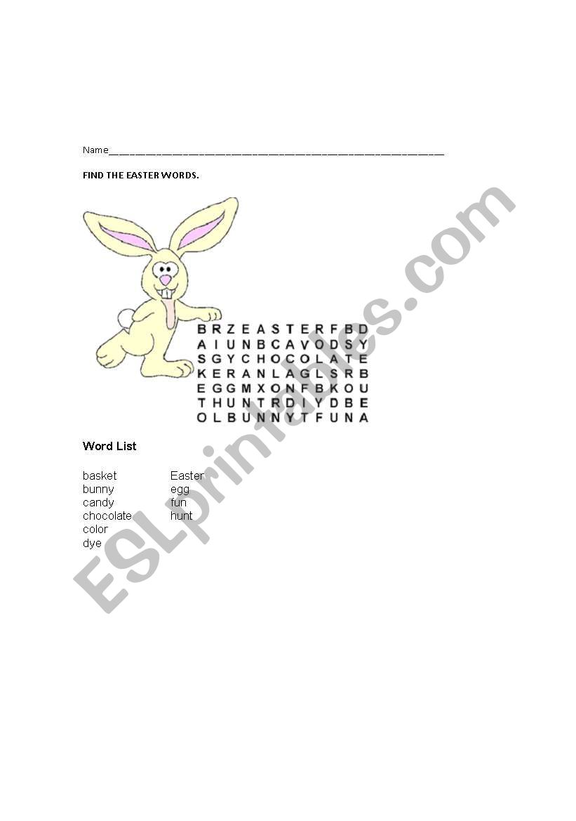 easter words worksheet