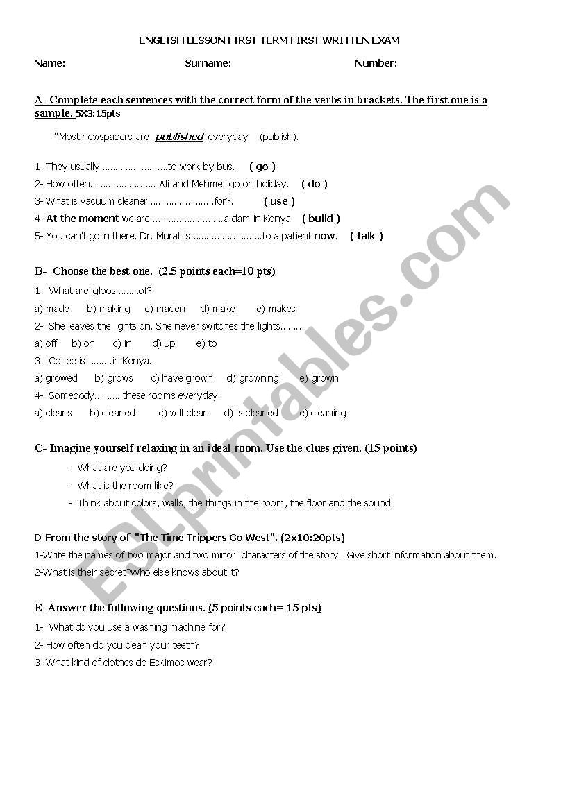 exam for intermediate grades group B