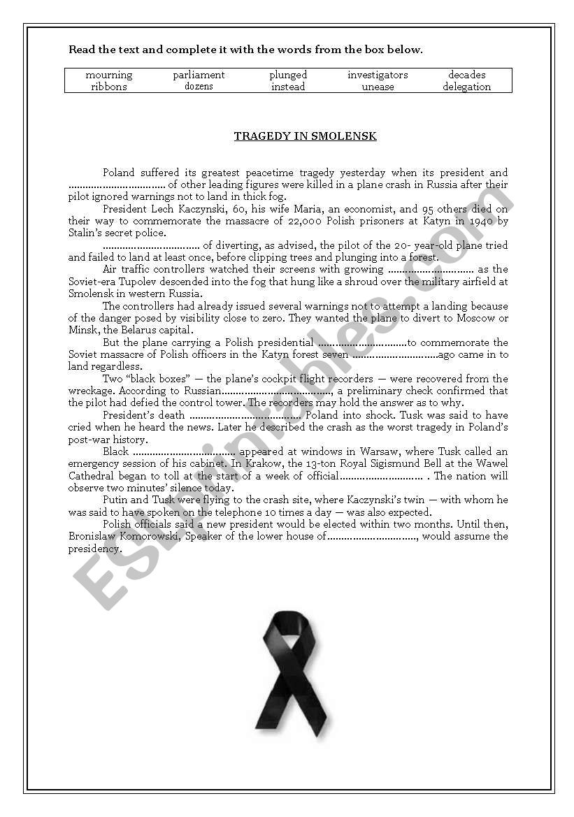 Tragedy in Smolensk - reading an article from www.timesonline.co.uk