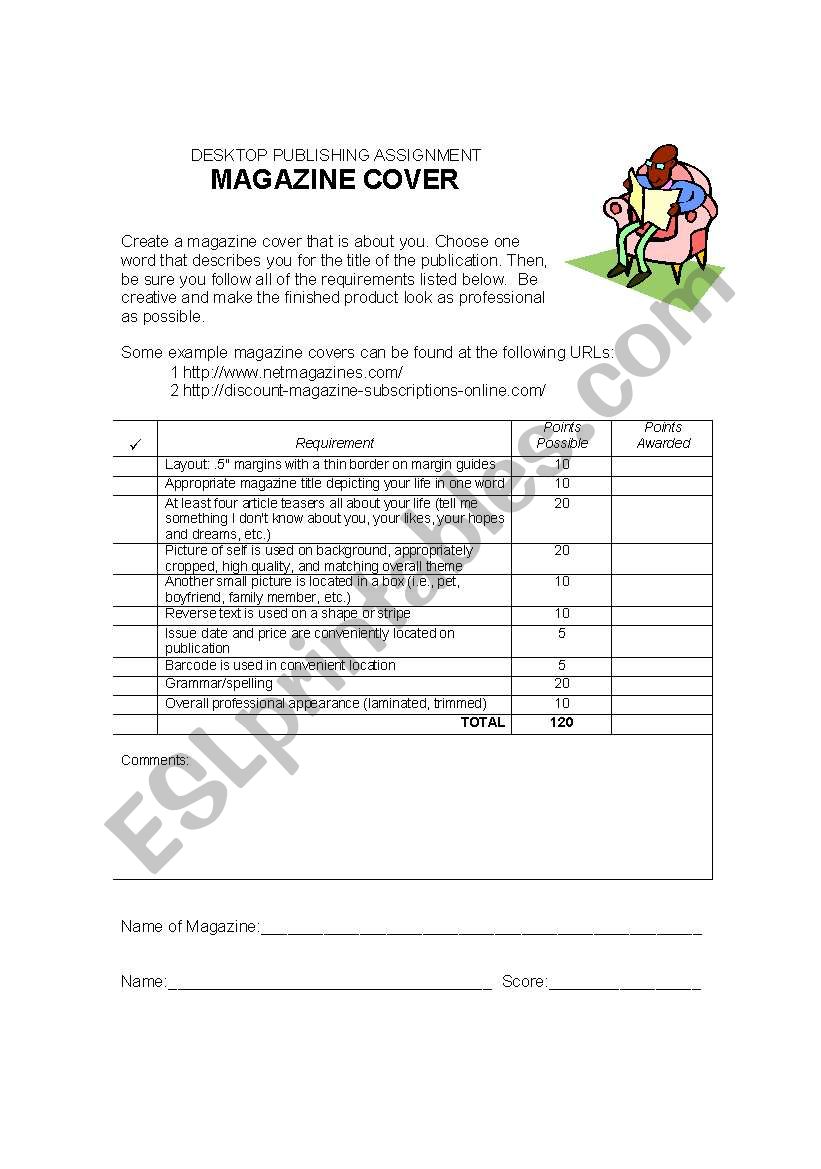 DTP Magazine Cover worksheet