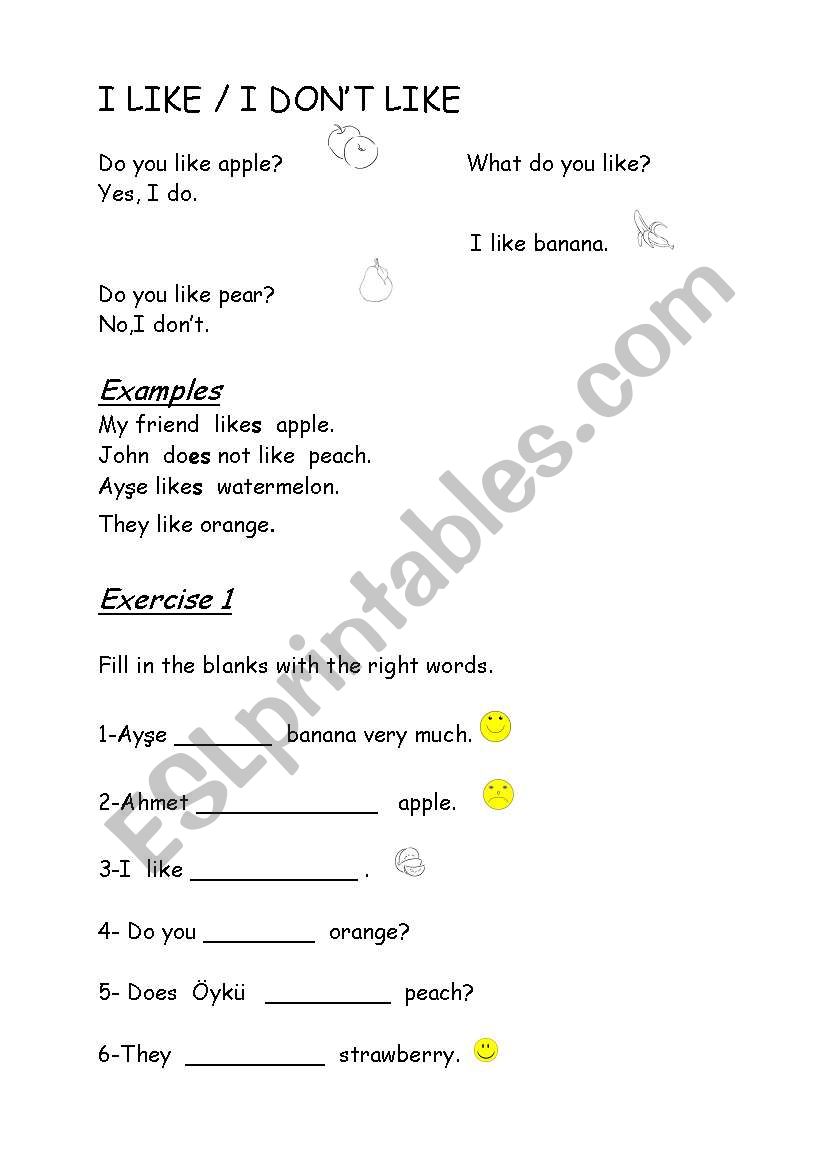 likes ders worksheet