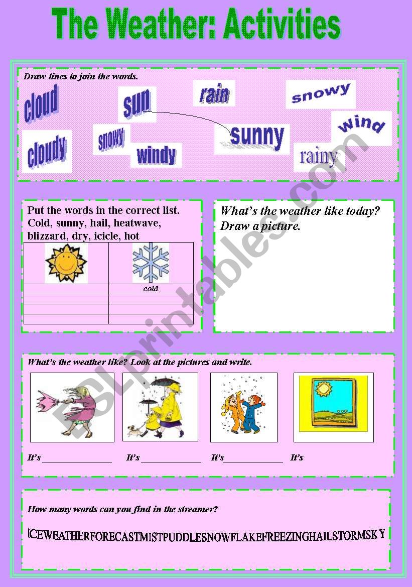 Weather activities worksheet