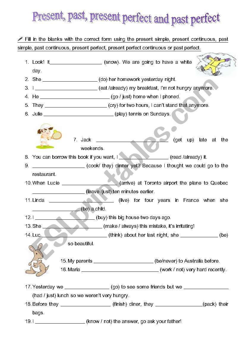 Present, past, present perfect and past perfect