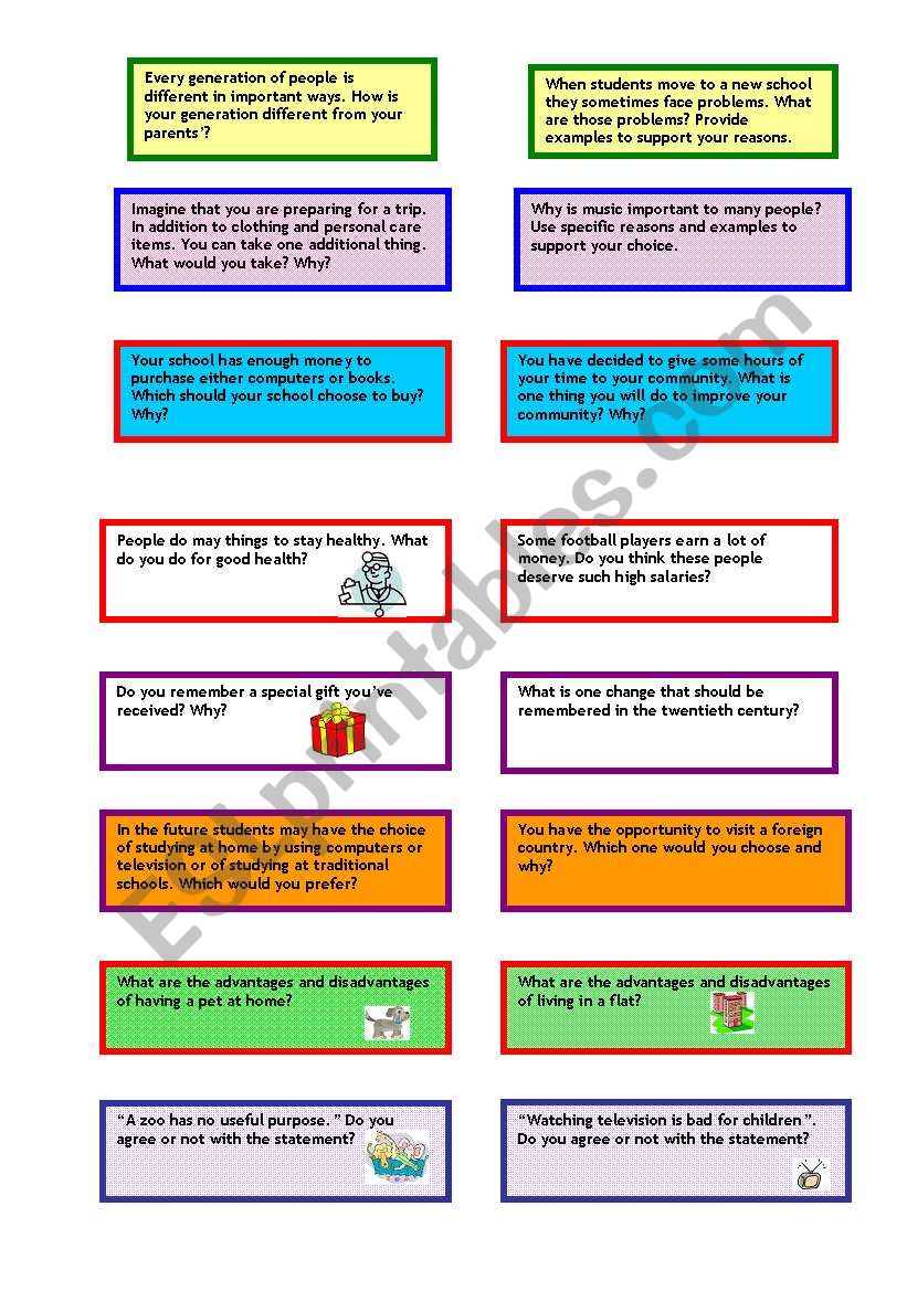 Speaking practice 2 worksheet