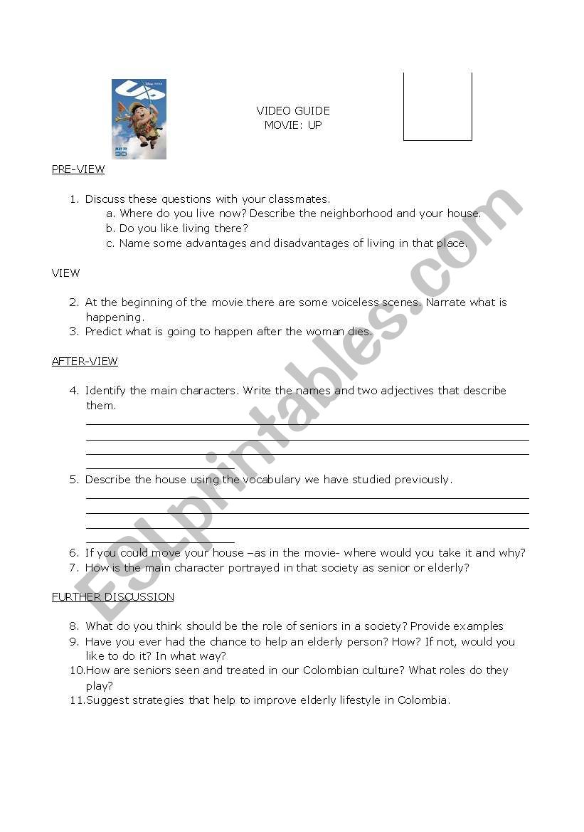 UP movie video guide worksheet