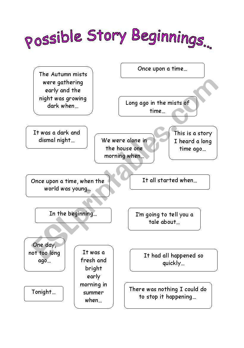 How to Start / End a Story worksheet