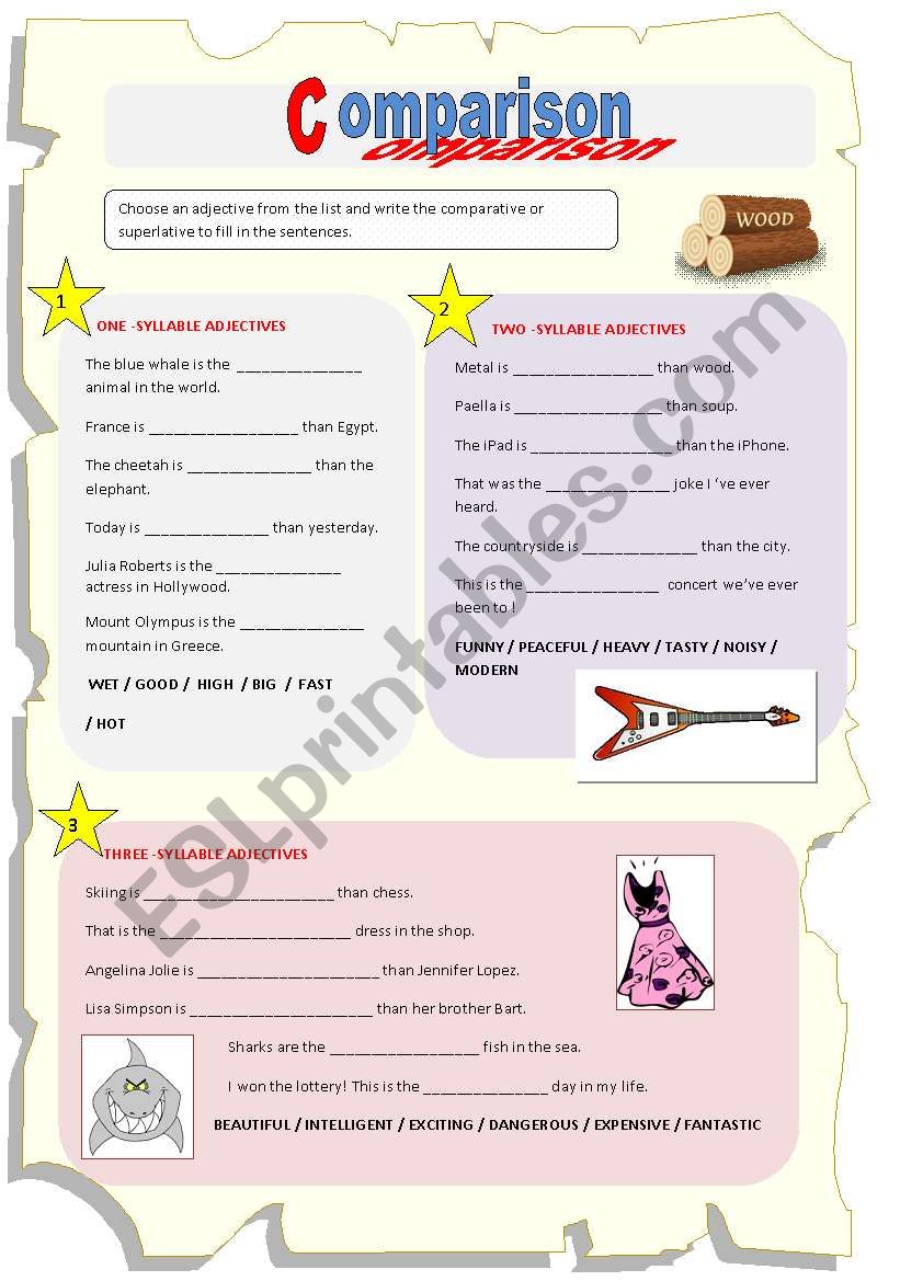 Comparison: revision worksheet