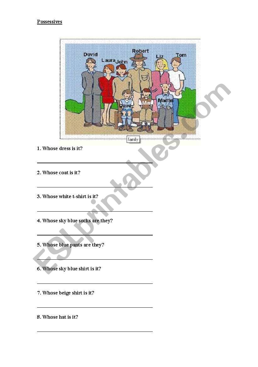 possessive WHOSE worksheet