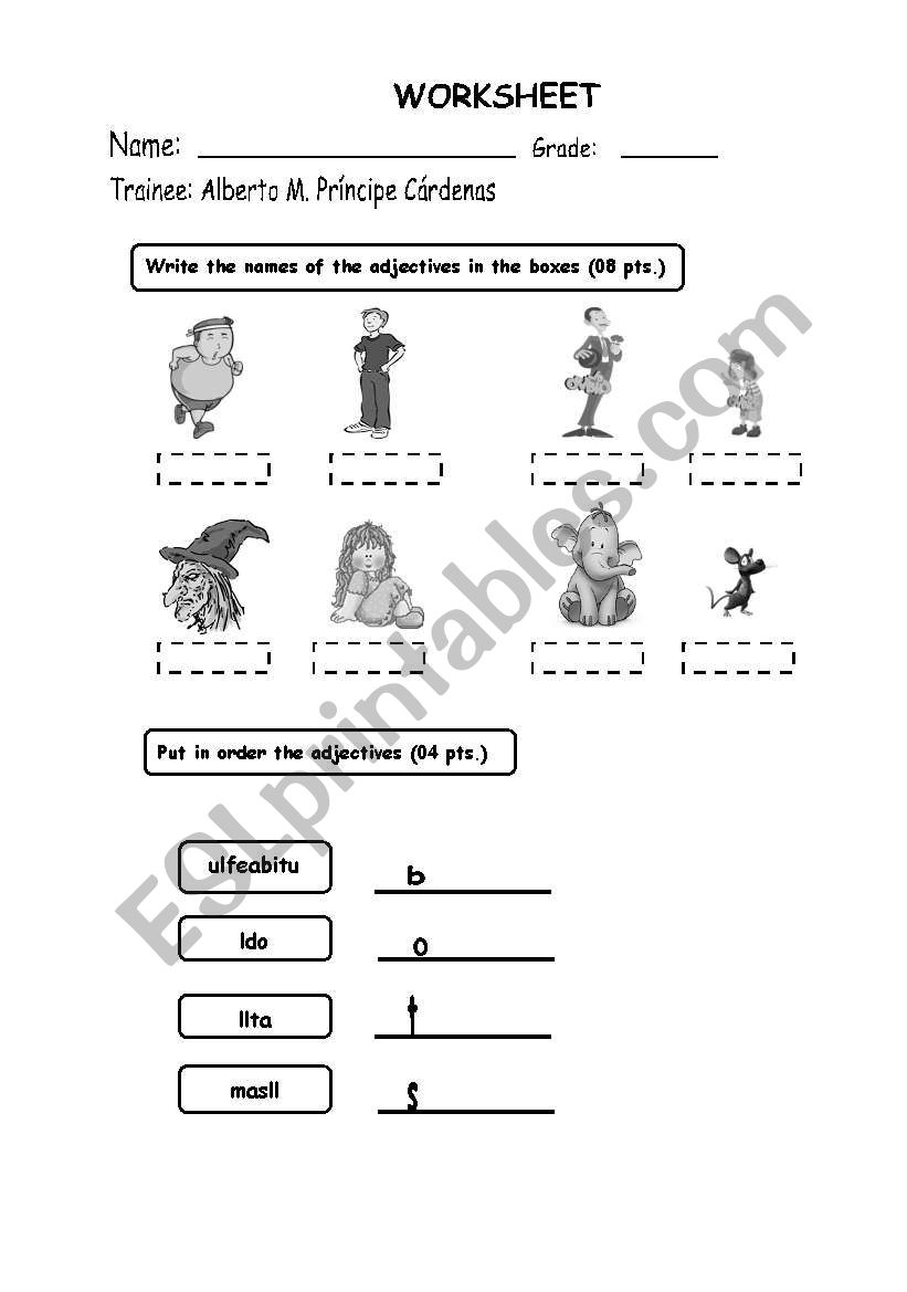 Adjectives worksheet