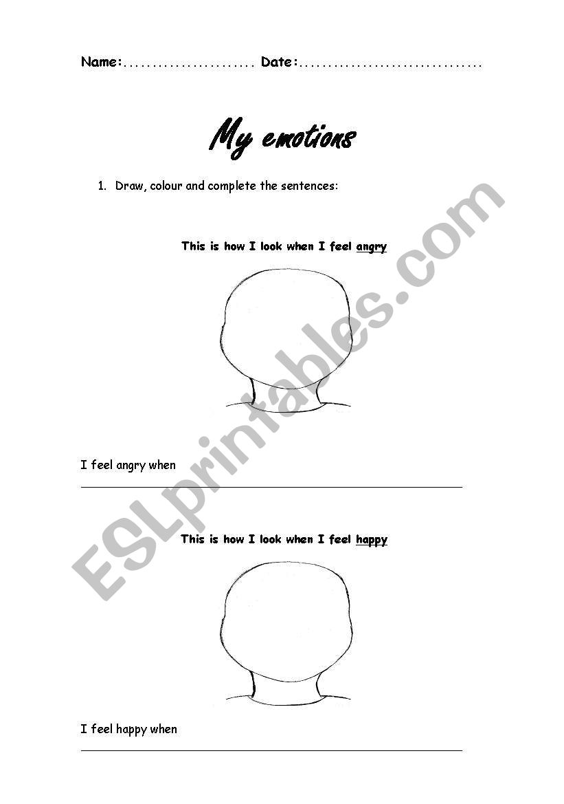 My emotions worksheet
