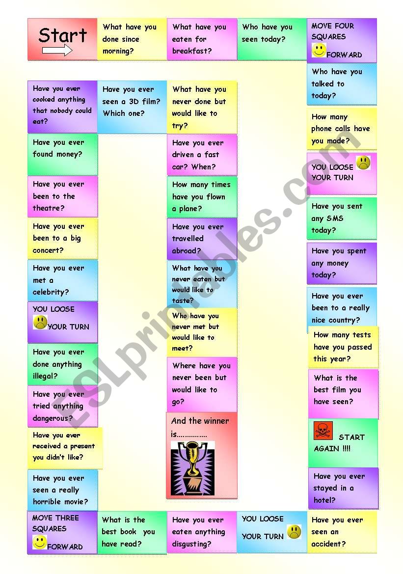 Present Perfect Game worksheet