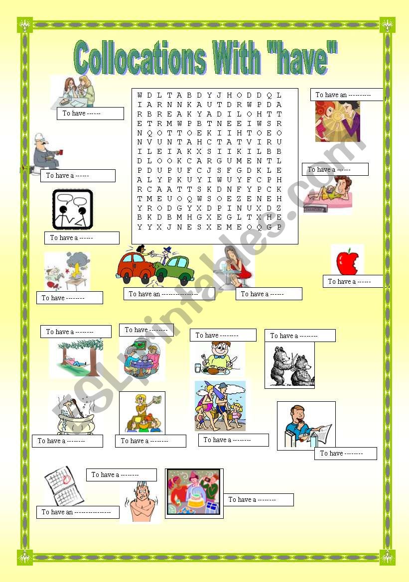 UP-DATED! Collocations with  worksheet